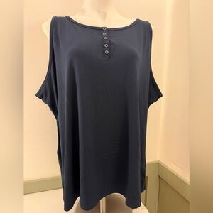 AnyBody Navy Button-Detail Tank Top